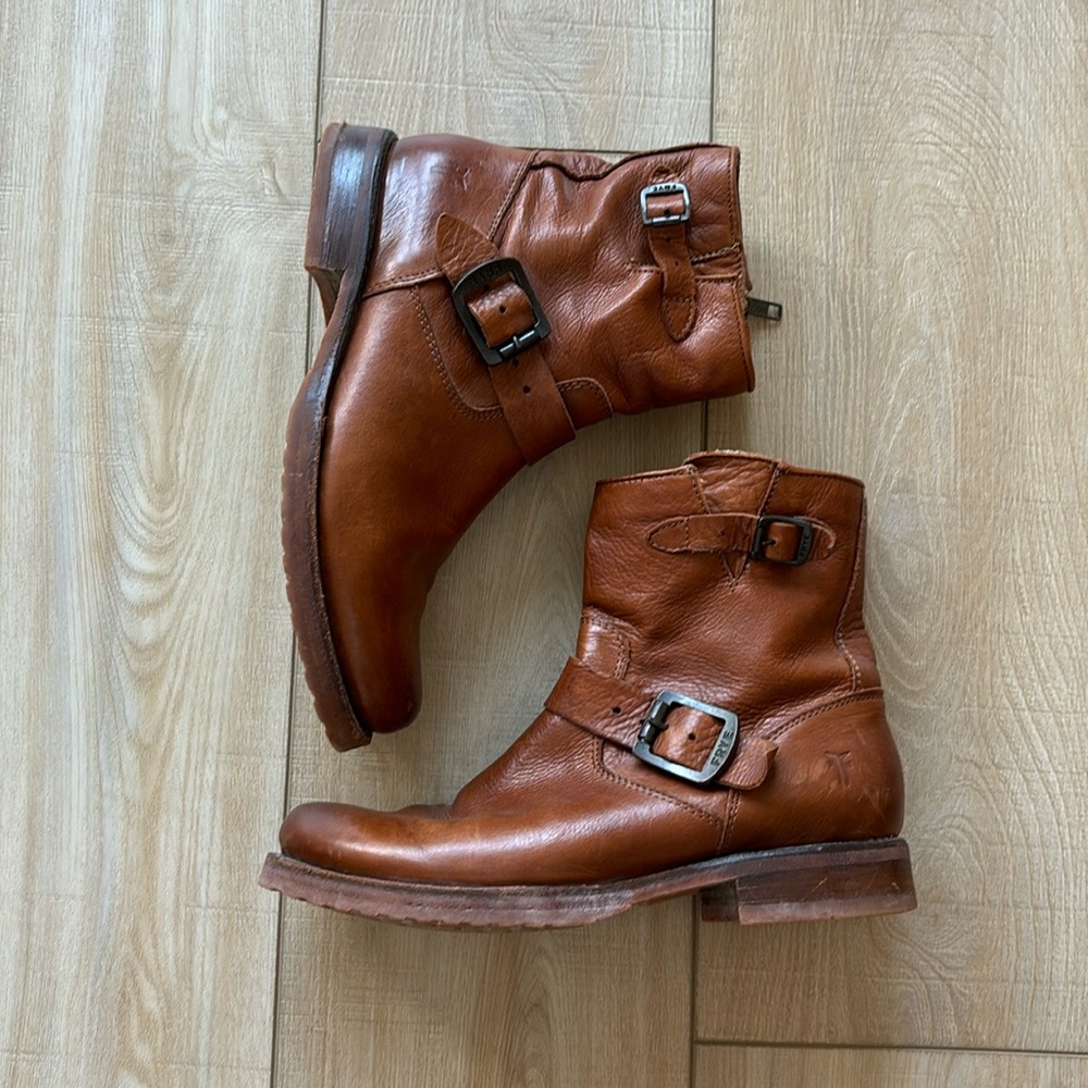 Frye Cognac Zipper Ankle Boots - Women’s 7 1/2